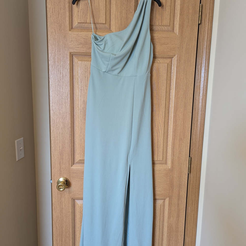 Elegant One-Shoulder Blue Dress
